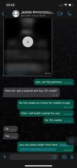 WhatsApp conversation with a customer, 3 of 5
